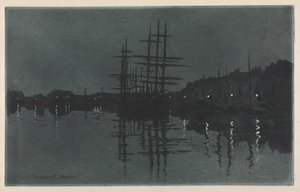 Mondschein in Dieppe, ca. 1885 von Henri Charles Guérard