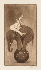 Elefant und Clown von Henri Charles Guérard