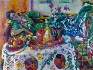 Jeanne liegend auf einem Sofa, oder Die kleine Odaliske von Henri Charles Manguin
