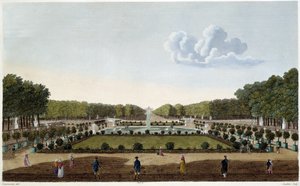 Le Jardin du Luxembourg von der Terrasse des Palais gesehen. Gravur von Courvoisier