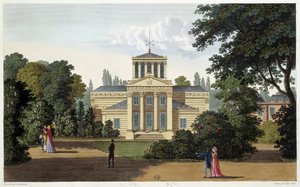 Pavillon des Gartens von Monceau. Gravur von Courvoisier