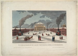 Das Kaiserliche Bolschoi-Kamenny-Theater in Sankt Petersburg, um 1811