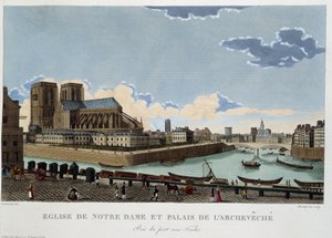 Die Kirche Notre-Dame und der Palast des Erzbischofs - in "Views of Paris" von Courvoisier von Henri Courvoisier Voisin