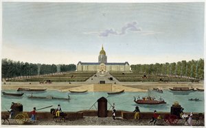Ansicht des Champ de Mars und des Hôtel des Invalides von der anderen Seite der Seine (Cours la Reine) - in „Vues de Paris“ von Courvoisier