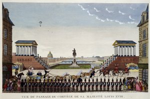 Ansicht des Durchzugs des Gefolges seiner Majestät Ludwig XVIII. am 3. Mai von Henri Courvoisier Voisin