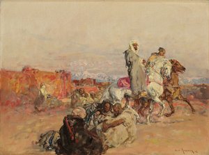Eine Gruppe nordafrikanischer Reiter von Henri Emilien Rousseau