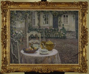 Das rosa Tischtuch von Henri Eugene Augustin Le Sidaner