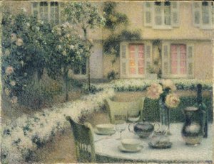 Der Tisch im Weißen Garten in Gerberoy von Henri Eugene Augustin Le Sidaner