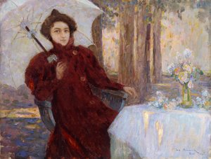 Frau mit einem Regenschirm