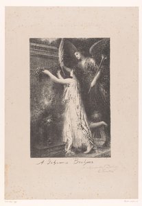Engel und Personifikation des Ruhms bringen einen Ehrenkranz bei der Grabstätte von Johannes Brahms von Ignace Henri Jean Fantin Latour