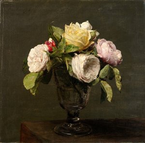 Rosen in einem Weinglas, 1873 von Ignace Henri Jean Fantin Latour