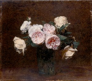 Stillleben: rosa, weiße und gelbe Rosen, 1894 von Ignace Henri Jean Fantin Latour