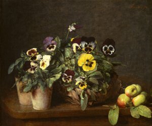 Stillleben mit Stiefmütterchen, 1874 von Ignace Henri Jean Fantin Latour