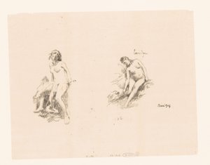 Studienblatt mit zwei nackten Frauen von Ignace Henri Jean Fantin Latour