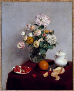 Sommerblumen und Früchte