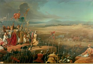 Erster Kreuzzug: Schlacht unter den Mauern von Antiochia zwischen den Kreuzfahrern unter Bohemund und der Armee von Karbouka von Henri Frederic Schopin