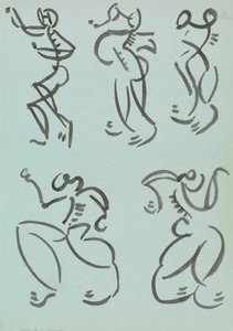 Fünf Studien von tanzenden Figuren