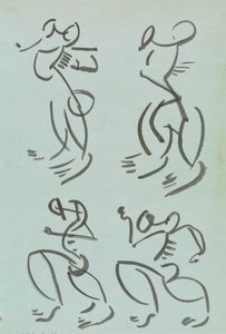 Vier Studien von tanzenden Figuren