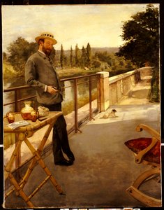 Ein eleganter Mann auf einer Terrasse, 1885