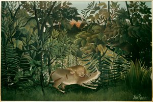 Hungriger Löwe. Gemälde von Henri Rousseau (20. Jahrhundert) Basel, Kunstmuseum