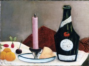 ""Stillleben mit rosa Kerze"" Gemälde von Henri Rousseau, genannt der Zöllner (1844-1910) 1909 The Phillips Collection, Washington, D.C. von Henri J.F. Rousseau
