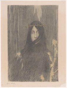 Langhaarige Frau mit Dornenkrone von Henri Jean Guillaume Martin