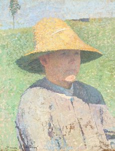 Porträt eines Jungen mit Strohhut von Henri Jean Guillaume Martin