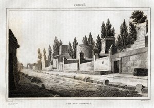 Der Weg der Gräber in Pompeji, Gravur von Labrouste, in „Italien malerisch“, Amable Coste Herausgeber, Paris von Henri Labrouste