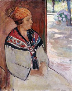 Frau mit Bandana in Préfailles