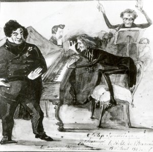 Galop Chromatique Karikatur von Luigi Lablache, Franz Liszt (1811-86) am Klavier und Francois Habeneck von Henri Lehmann