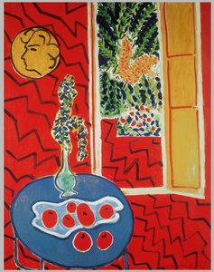 Rotes Interieur: Stillleben auf einem blauen Tisch von Henri Matisse