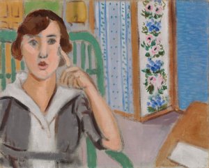 Frau und Paravent