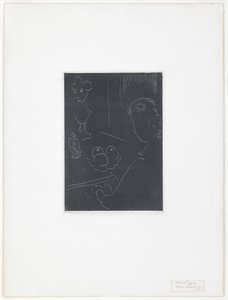 Junge Frau in einem Innenraum mit Früchten und Skulpturen von Henri Matisse