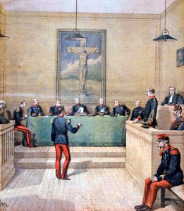 Hauptmann Dreyfus vor dem Kriegsgericht, 1894 von Henri Meyer