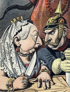 Karikatur von Königin Victoria und Wilhelm II. von Deutschland am 16. Januar 1898 (Detail) von Henri Meyer
