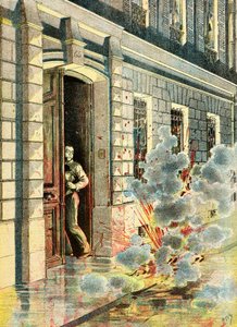 Explosion einer von einem Anarchisten gelegten Bombe von Henri Meyer