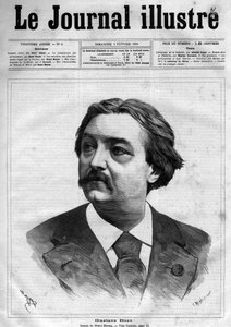 Porträt von Gustave Doré (1832-1883), französischer Maler und Karikaturist - Titelseite von „The Illustrous Journal“ von 1883 - Zeichnung von Henri Meyer (1844-1899)