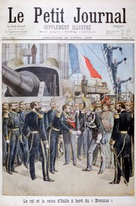 Der König und die Königin von Italien an Bord des französischen Schlachtschiffs Brennus, 1899 von Henri Meyer