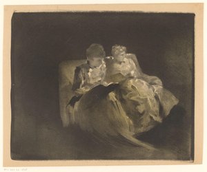 Zwei lesende Frauen auf einer Bank von Henri Patrice Dillon