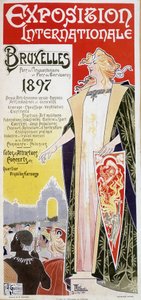 Plakat der Brüsseler Weltausstellung 1897 von Henri Privat Antoine Theodore Livemont (1861-1936)