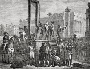 Die Hinrichtung von Robespierre und seinen Anhängern im Jahr 1794, graviert von Jonnard von Henri Renaud