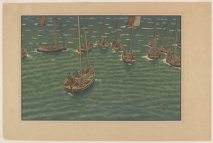 Boote vor Anker in Tréboul, Platte 5 aus "Le Beau Pays de Bretagne" von Henri Rivière