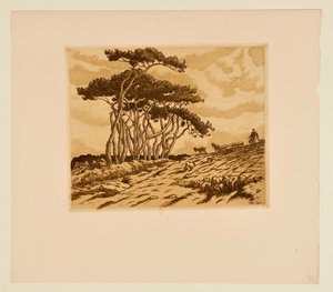 [Kiefern, Schäferin und Herde] von Henri Rivière