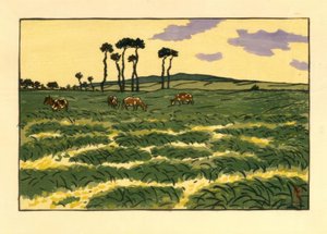Kühe auf dem Feld von Garde-Guérin (Saint-Briac) von Henri Rivière