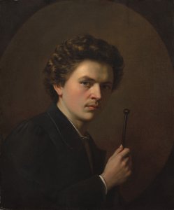 Selbstporträt mit einem Malstock, ca. 1863