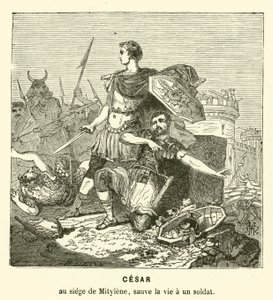 Julius Caesar rettet das Leben eines Soldaten bei der Belagerung von Mitylene, Lesbos, Griechenland, 81 v. Chr. von Henri de (after) Montaut