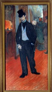 Porträt von Dr. Gabriel Tapie de Celeyran hinter den Kulissen eines Theaters