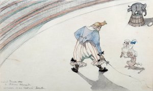 Zirkusszene: Dressur. Ein Clown mit einem Wissenschaftshund und einem akrobatischen Elefanten. Zeichnung von Henri de Toulouse Lautrec 19. Jahrhundert Albi, Musee de Toulouse Lautrec
