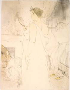 Frau mit Spiegel, der Spiegel in der Hand von Henri de Toulouse Lautrec
