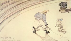 Im Zirkus: Der Clown Footit mit Pudelhund und Elefant von Henri de Toulouse Lautrec